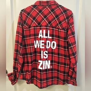 ZUMBA Red and Black Plaid Flannel Button Down Shirt
